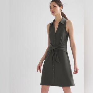 White House Black Market Tie Front Green Dress